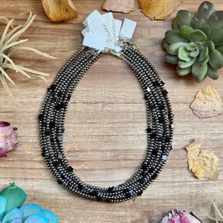 15” Black Onyx Star Necklace – Sterling Silver Pearls Necklaces Shopify Collective The Bijoux FAB Jewelry The Bijoux FAB Jewelry
