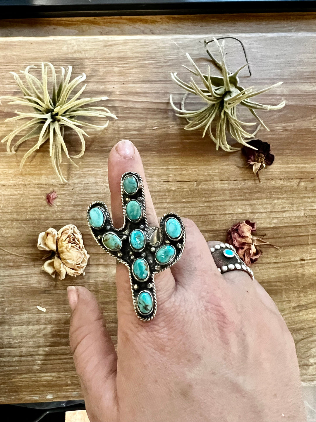 Blue cactus turquoise rings ring Shopify Collective The Bijoux FAB Jewelry The Bijoux FAB Jewelry