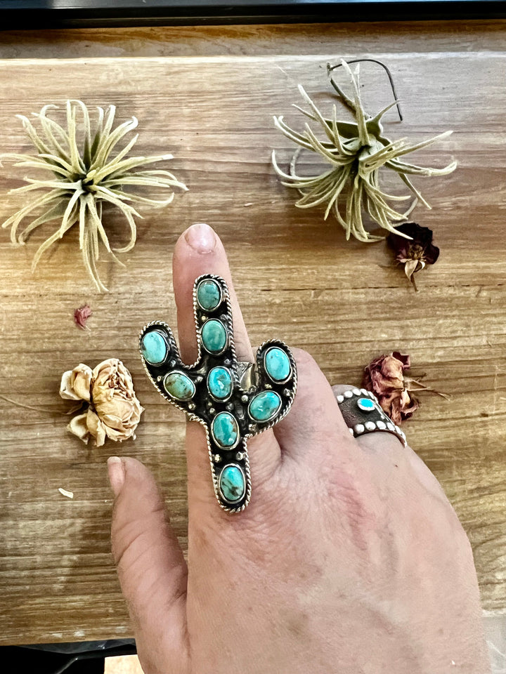 Blue cactus turquoise rings ring Shopify Collective The Bijoux FAB Jewelry The Bijoux FAB Jewelry
