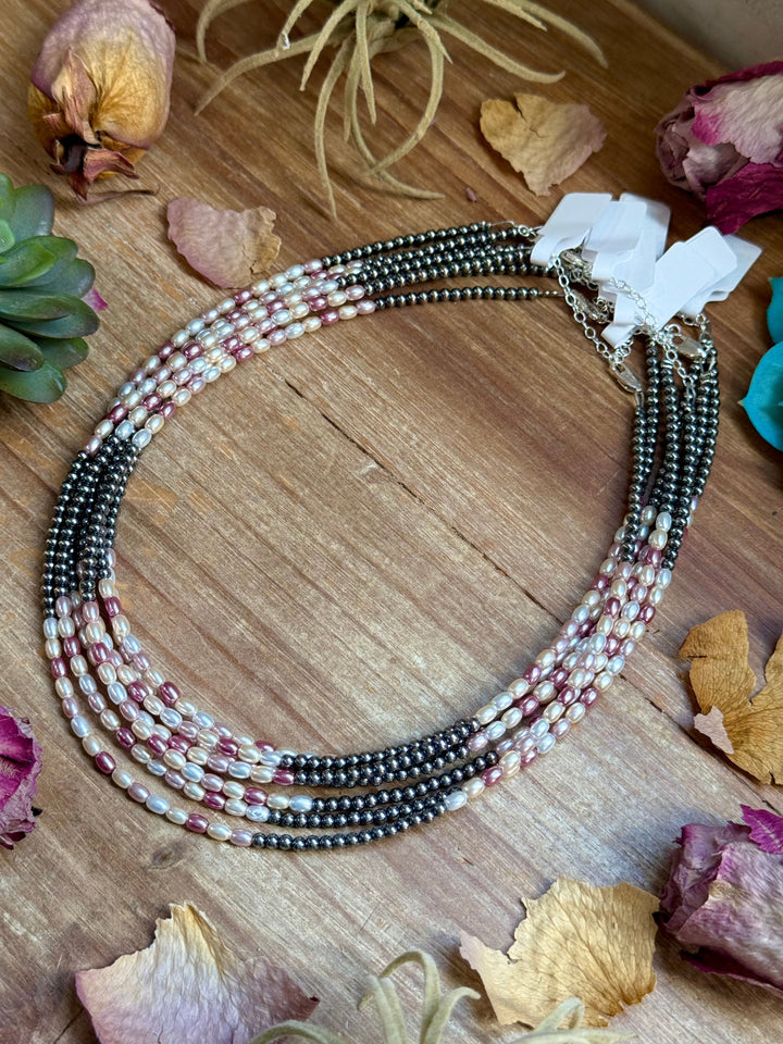 15.25” Pink Freshwater Pearl Necklace – Sterling Silver Pearls Necklaces Shopify Collective The Bijoux FAB Jewelry The Bijoux FAB Jewelry