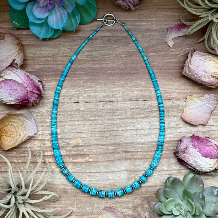 19” Graduated Turquoise Heishi Necklace – 5mm Saucers Necklaces Shopify Collective The Bijoux FAB Jewelry The Bijoux FAB Jewelry