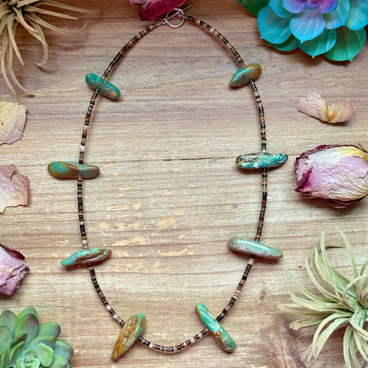 22” Dark Shell & Turquoise Nugget Necklace Necklaces Shopify Collective The Bijoux FAB Jewelry The Bijoux FAB Jewelry