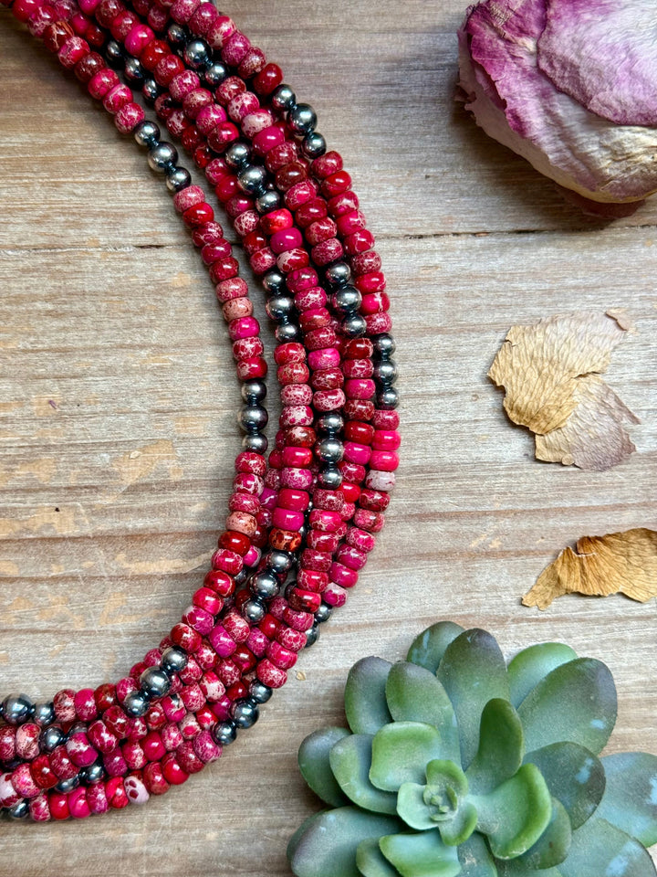Pink Variscite & Sterling Pearl Necklace 17.5” Necklaces Shopify Collective The Bijoux FAB Jewelry The Bijoux FAB Jewelry