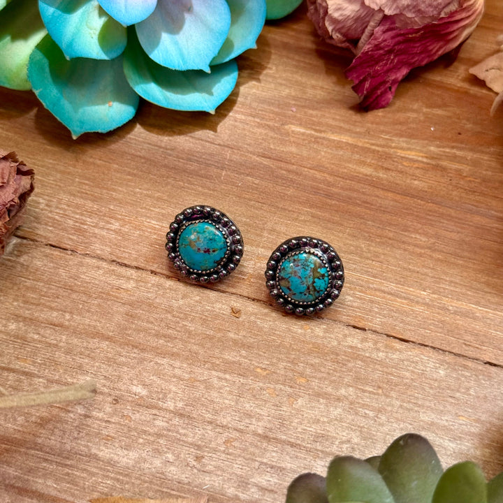 MJ Round Turquoise Stud Earrings Earrings Shopify Collective The Bijoux FAB Jewelry The Bijoux FAB Jewelry