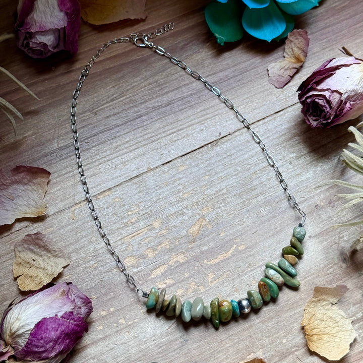 16.5” Green Turquoise Nugget Necklace – Sterling Silver & Paperclip Chain Necklaces Shopify Collective The Bijoux FAB Jewelry The Bijoux FAB Jewelry