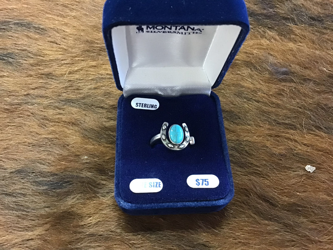 Within Luck Turquoise Horseshoe Ring Women's Montana Silversmiths