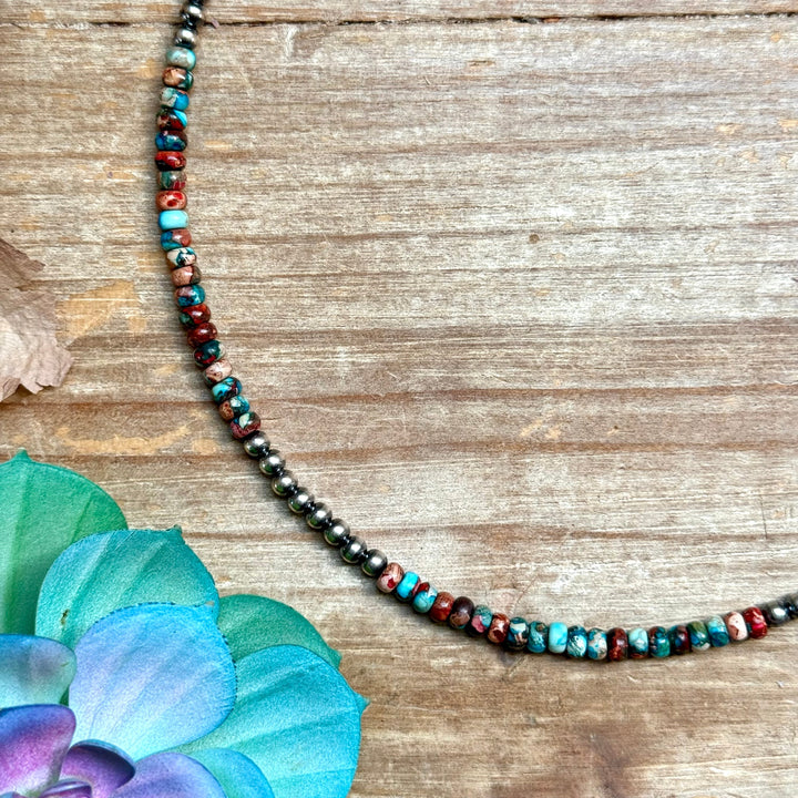 17” Blue & Pink Sea Sediment Necklace – Sterling Silver Necklaces Shopify Collective The Bijoux FAB Jewelry The Bijoux FAB Jewelry