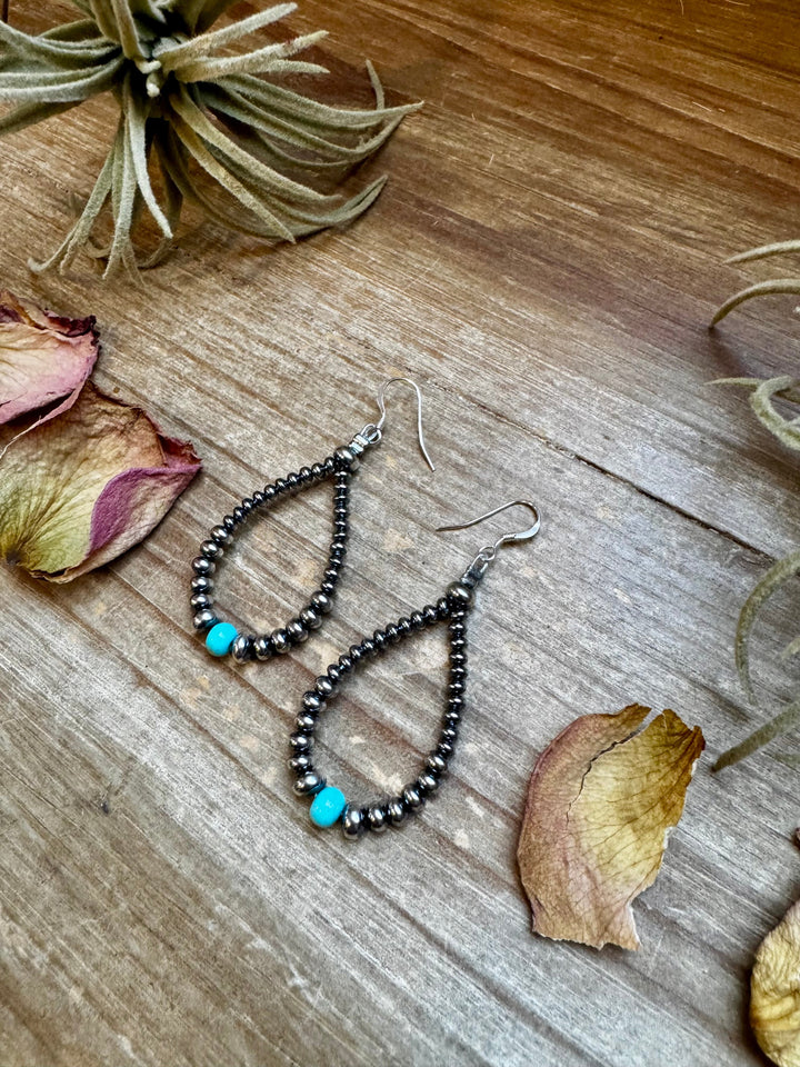 Smaller Sterling saucer Silver Pearls earrings teardrop - With Turquoise Earrings Shopify Collective The Bijoux FAB Jewelry The Bijoux FAB Jewelry