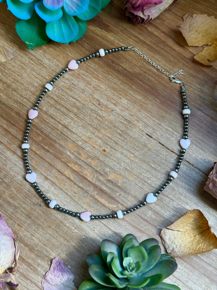 15” Pink Conch Heart Necklace – Sterling Silver Pearls Necklaces Shopify Collective The Bijoux FAB Jewelry The Bijoux FAB Jewelry