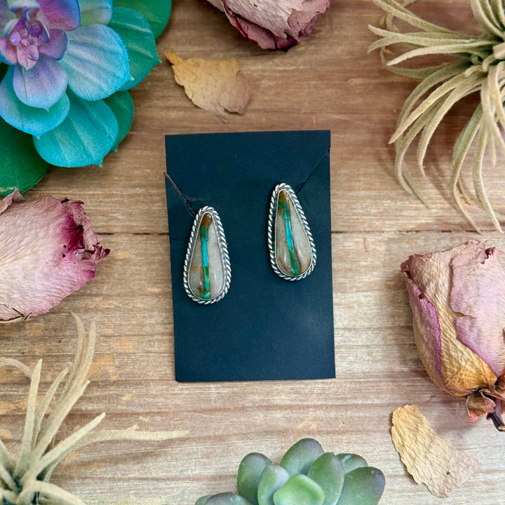 15 - Sterling Silver Ribbon Royston Turquoise Stud Earrings by Jason Ogg Earrings Shopify Collective The Bijoux FAB Jewelry The Bijoux FAB Jewelry