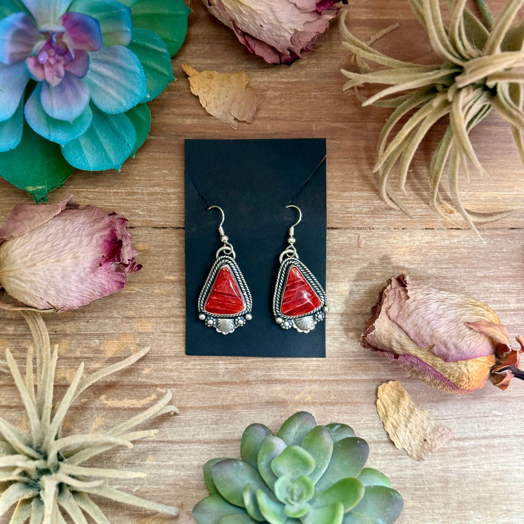 62 - Sterling Silver Red Spiny Oyster Dangle Earrings by Shay Pfeiffer Earrings Shopify Collective The Bijoux FAB Jewelry The Bijoux FAB Jewelry