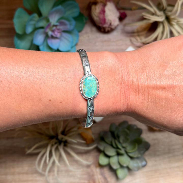 118 Sterling Silver Kingman Turquoise Stamped Stacking Cuff by Jason Ogg cuff Shopify Collective The Bijoux FAB Jewelry The Bijoux FAB Jewelry