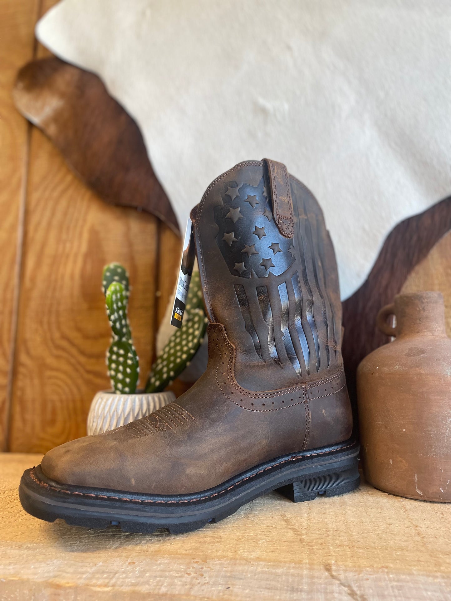 Ariat Men's Sierra Shock Shield Western Boot in Patriotic Brown