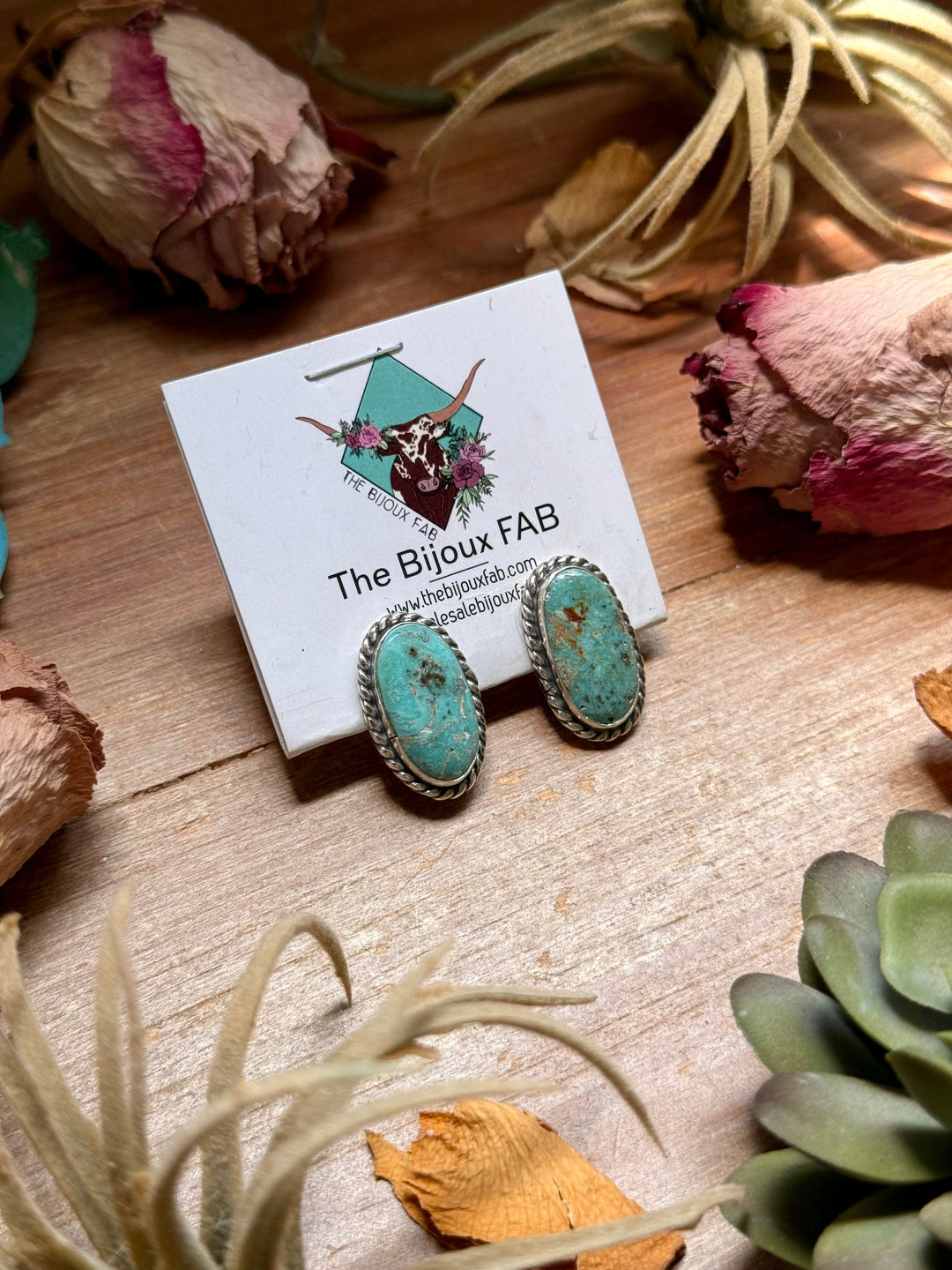 27 - Sterling Silver Cripple Creek Turquoise Stud Earrings by Jason Ogg Earrings Shopify Collective The Bijoux FAB Jewelry The Bijoux FAB Jewelry