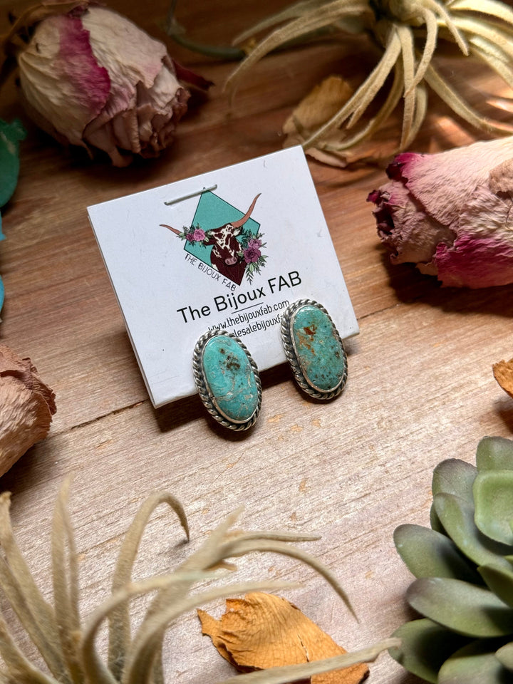 27 - Sterling Silver Cripple Creek Turquoise Stud Earrings by Jason Ogg Earrings Shopify Collective The Bijoux FAB Jewelry The Bijoux FAB Jewelry