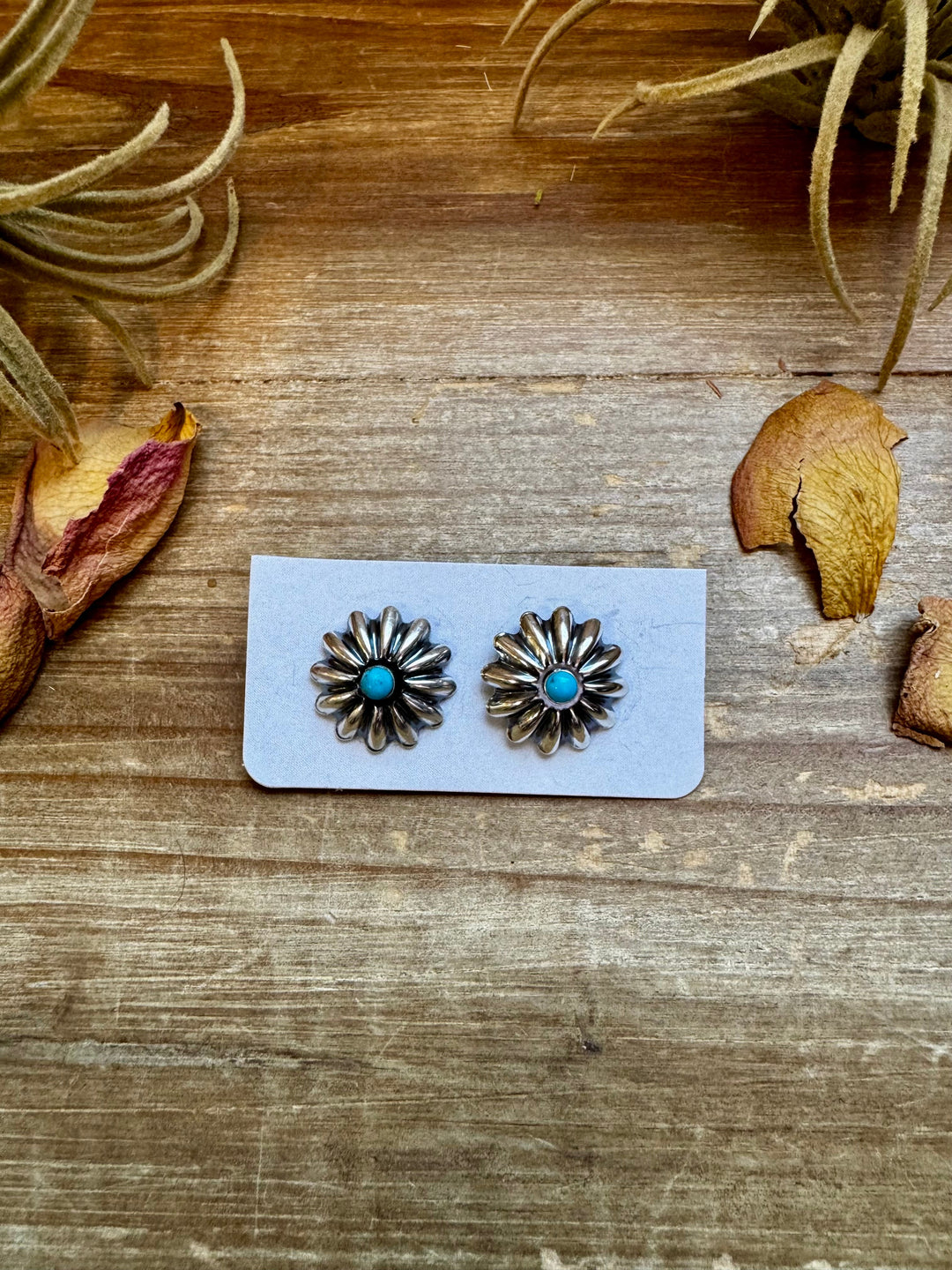 Small Sterling Silver Concho Earrings with Kingman Turquoise – Made in the USA Earrings Shopify Collective The Bijoux FAB Jewelry The Bijoux FAB Jewelry