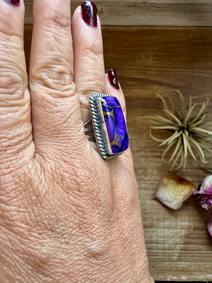Purple Dahlia Ring – Sterling Silver – Native Made by M. Spencer – Size 8 ring Shopify Collective The Bijoux FAB Jewelry The Bijoux FAB Jewelry