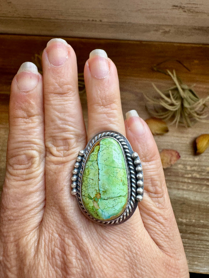 Adjustable Green Turquoise Ring – Sterling Silver – One of a Kind – Made in USA ring Shopify Collective The Bijoux FAB Jewelry The Bijoux FAB Jewelry