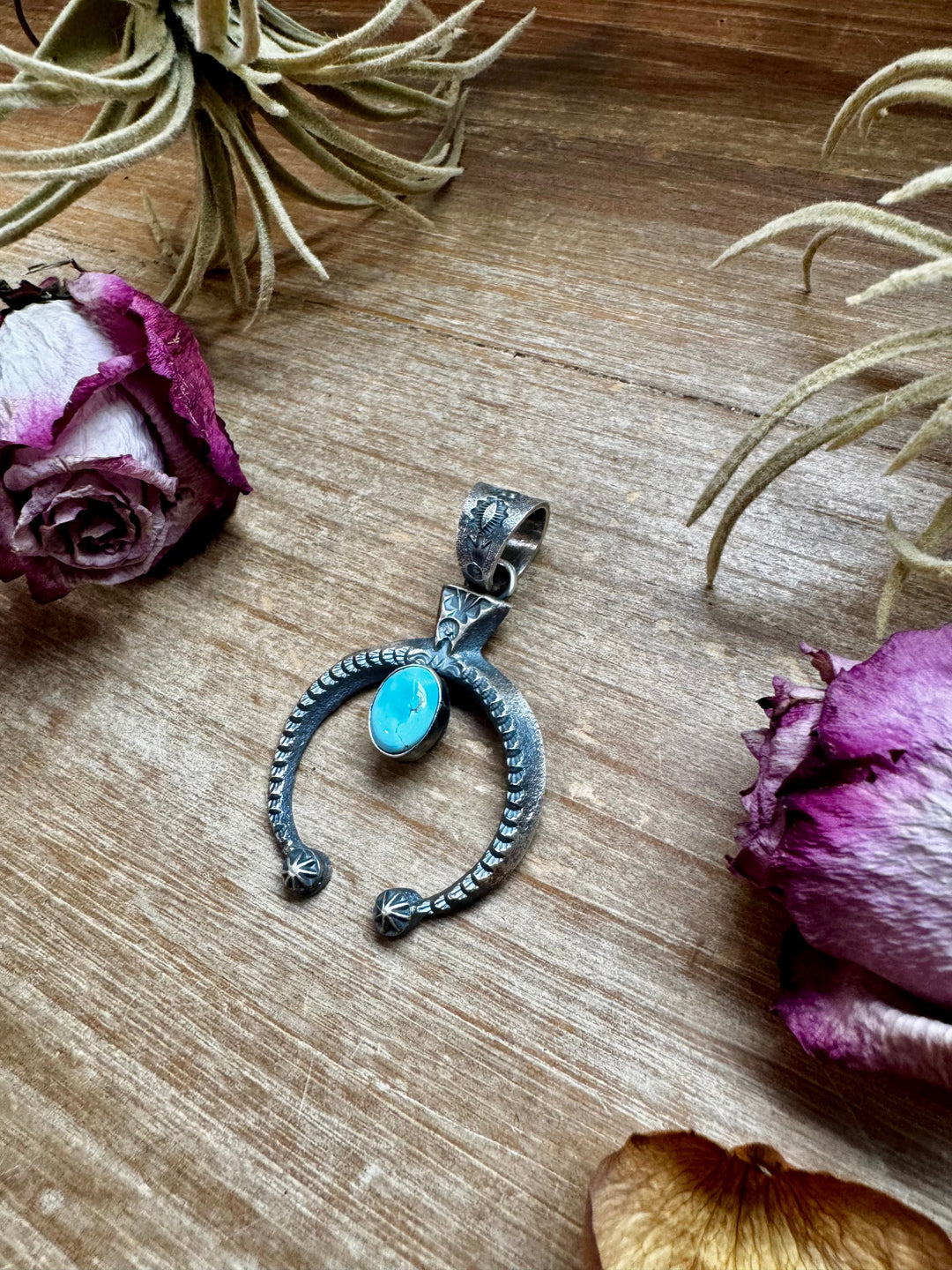 Naja Pendant with Golden Hill Turquoise – Option 2 – Sterling Silver – Native Made by KB – Fits 8mm Pendant Shopify Collective The Bijoux FAB Jewelry The Bijoux FAB Jewelry
