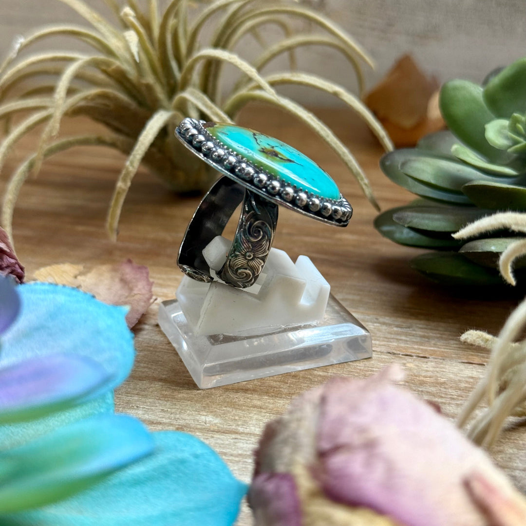 MJ Blue Turquoise Ring – Sterling Silver Adjustable Band Ring Shopify Collective The Bijoux FAB Jewelry The Bijoux FAB Jewelry