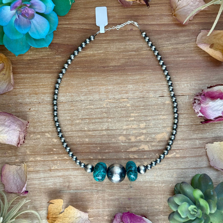 16.5” Turquoise Necklace – Sterling Silver Pearls Necklaces Shopify Collective The Bijoux FAB Jewelry The Bijoux FAB Jewelry