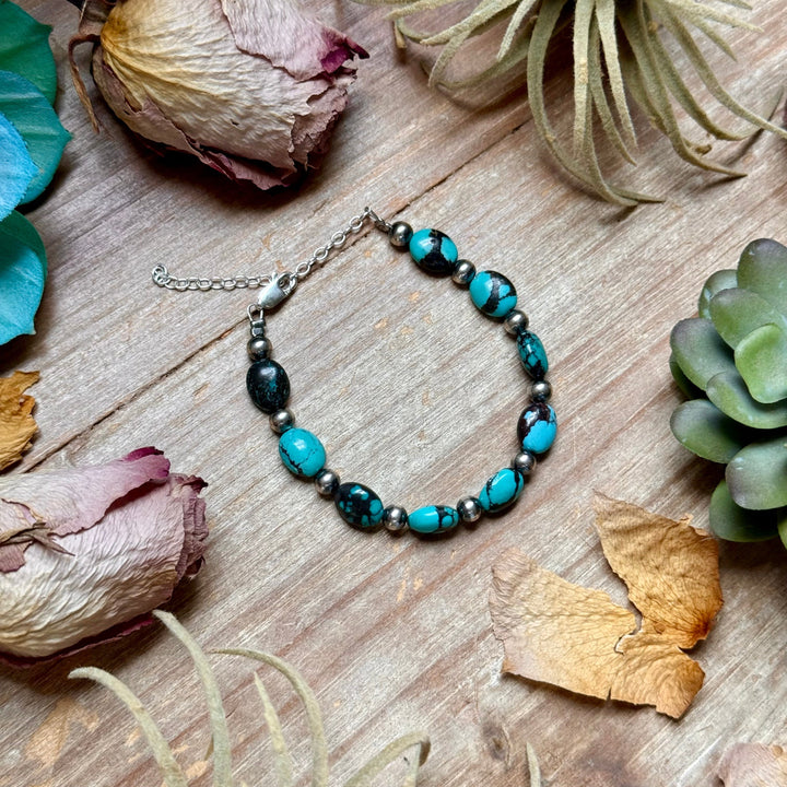 Matrix Turquoise Bracelet – 6 1/4" – 5mm Oval Bracelets Shopify Collective The Bijoux FAB Jewelry The Bijoux FAB Jewelry