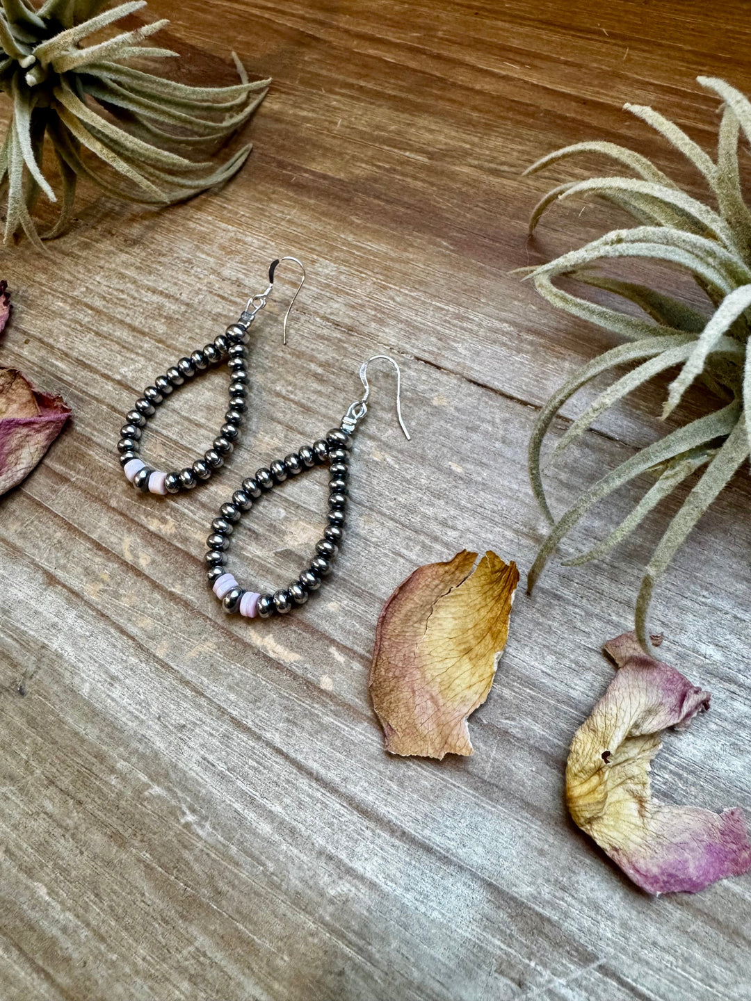 Smaller Sterling saucer Silver Pearls earrings teardrop - With Pink Conch Earrings Shopify Collective The Bijoux FAB Jewelry The Bijoux FAB Jewelry