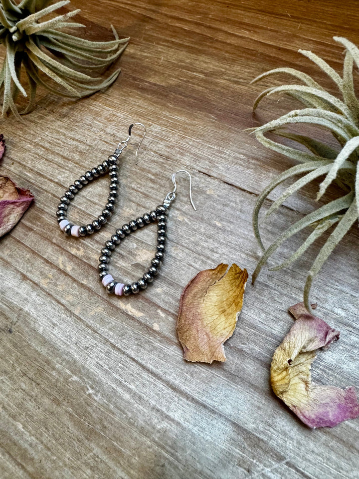 Smaller Sterling saucer Silver Pearls earrings teardrop - With Pink Conch Earrings Shopify Collective The Bijoux FAB Jewelry The Bijoux FAB Jewelry