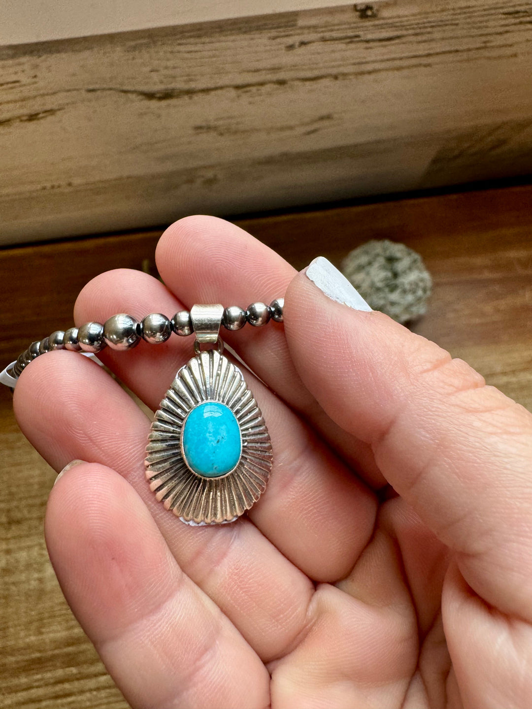 Teardrop Pendant - sterling silver with Kingman turquoise Pendant Shopify Collective The Bijoux FAB Jewelry The Bijoux FAB Jewelry