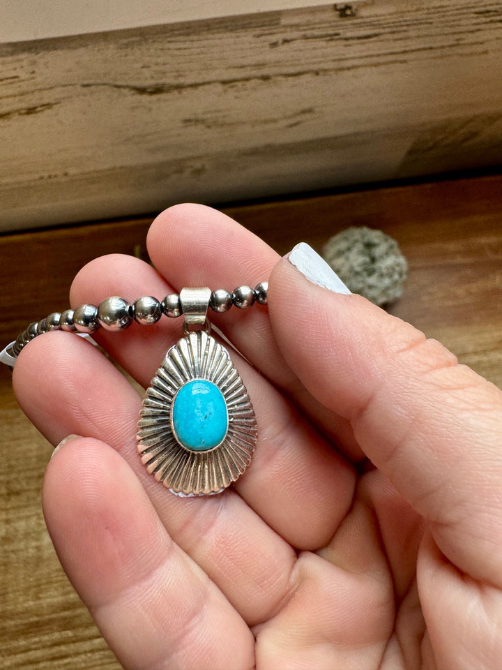 Teardrop Pendant - sterling silver with Kingman turquoise Pendant Shopify Collective The Bijoux FAB Jewelry The Bijoux FAB Jewelry