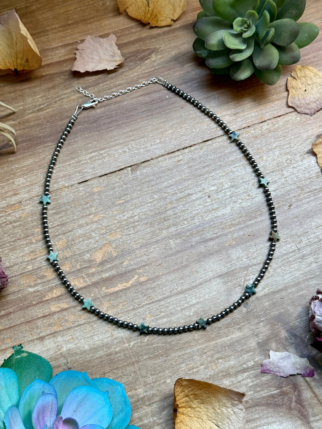 15” African Turquoise Star Necklace – Sterling Silver Pearls Necklaces Shopify Collective The Bijoux FAB Jewelry The Bijoux FAB Jewelry