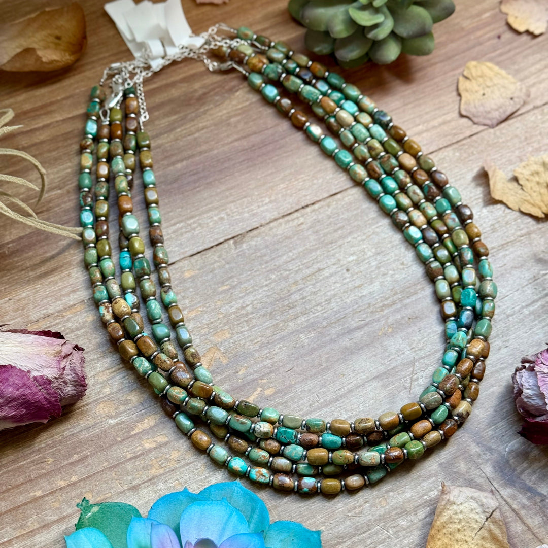 18” Turquoise Tube Necklace – Sterling Silver & Hematite Necklaces Shopify Collective The Bijoux FAB Jewelry The Bijoux FAB Jewelry