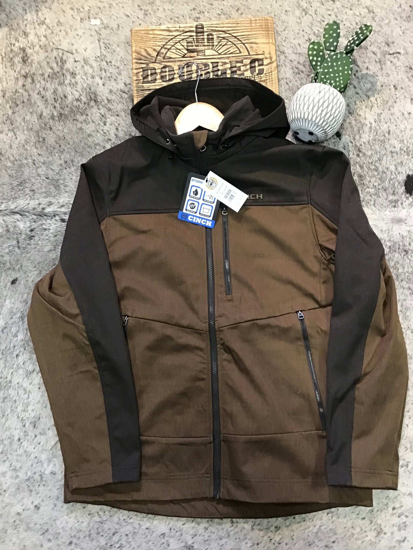 Cinch Hooded Patch Jacket – Brown MWJ1593005 Coats & Jackets Cinch