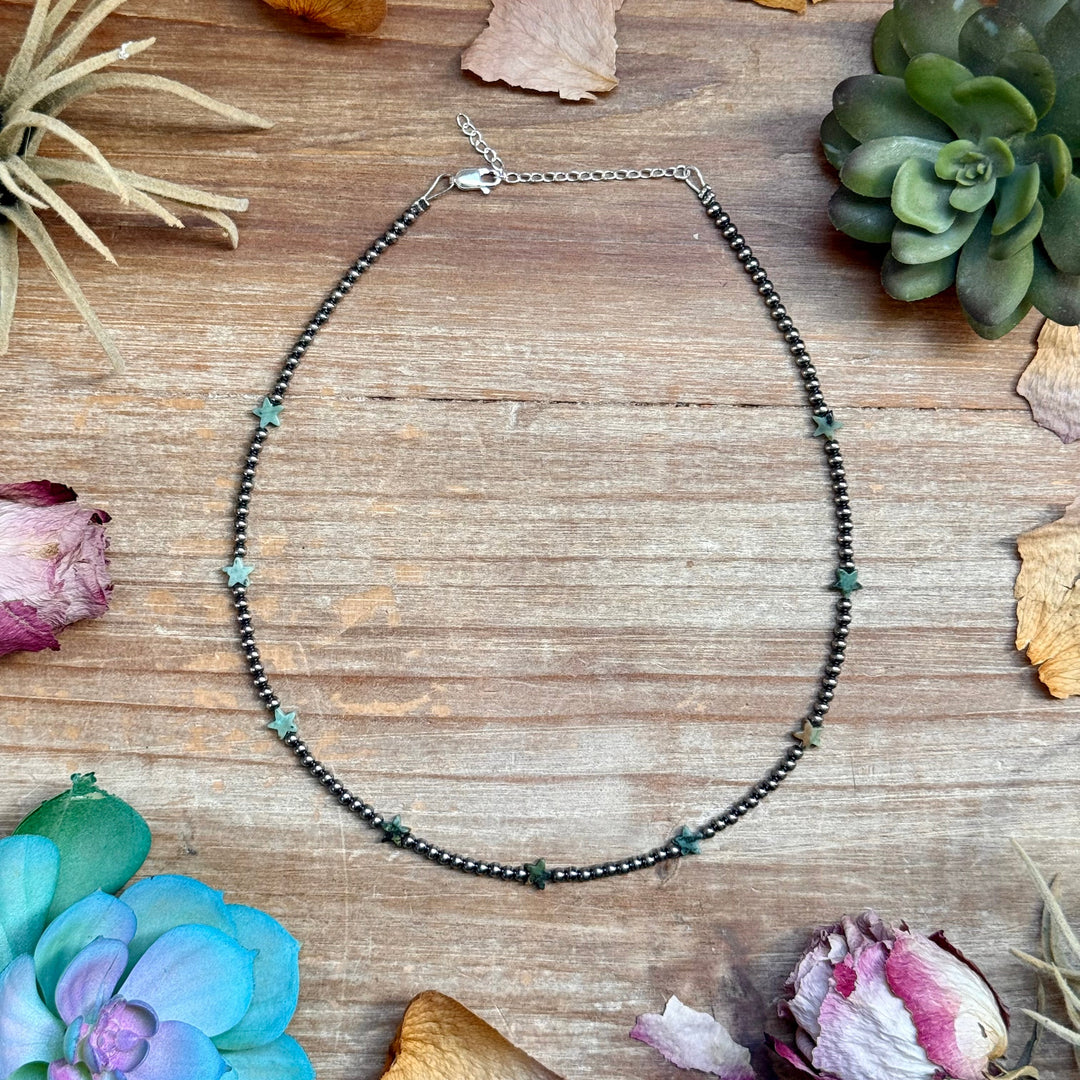 15” African Turquoise Star Necklace – Sterling Silver Pearls Necklaces Shopify Collective The Bijoux FAB Jewelry The Bijoux FAB Jewelry