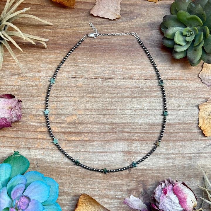 15” African Turquoise Star Necklace – Sterling Silver Pearls Necklaces Shopify Collective The Bijoux FAB Jewelry The Bijoux FAB Jewelry