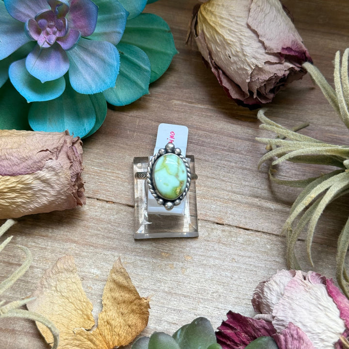 129 - Sterling Silver Palomino Variscite Medicine Man Eye Stamped Stacking Ring by Jason Ogg Ring Shopify Collective The Bijoux FAB Jewelry The Bijoux FAB Jewelry