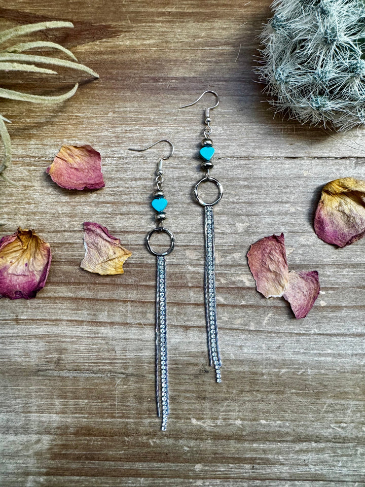 Turquoise heart and chic dangle Earrings Shopify Collective The Bijoux FAB Jewelry The Bijoux FAB Jewelry