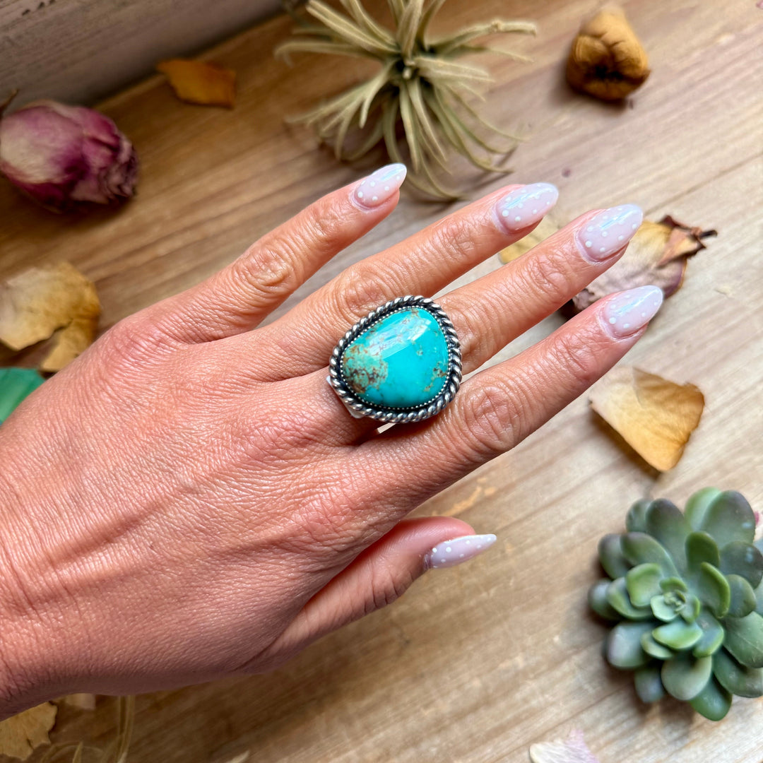 Mj Ring - Turquoise Free Form Adjustable Ring Ring Shopify Collective The Bijoux FAB Jewelry The Bijoux FAB Jewelry