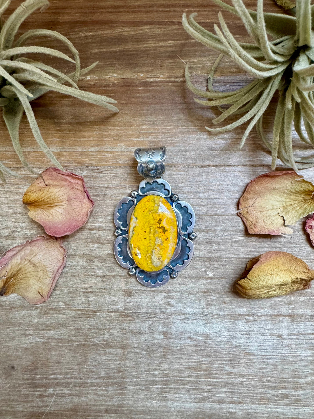 Bumblebee Jasper Pendant – Sterling Silver, Bright Yellow Pendant Shopify Collective The Bijoux FAB Jewelry The Bijoux FAB Jewelry