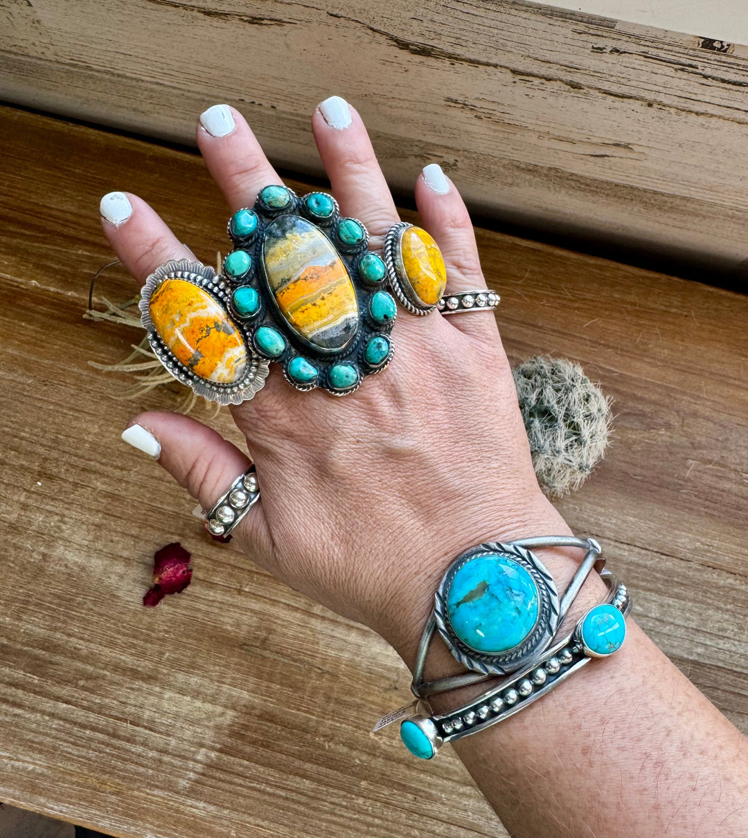 Sterling silver bangle Bracelet with kingman turquoise Bracelets Shopify Collective The Bijoux FAB Jewelry The Bijoux FAB Jewelry
