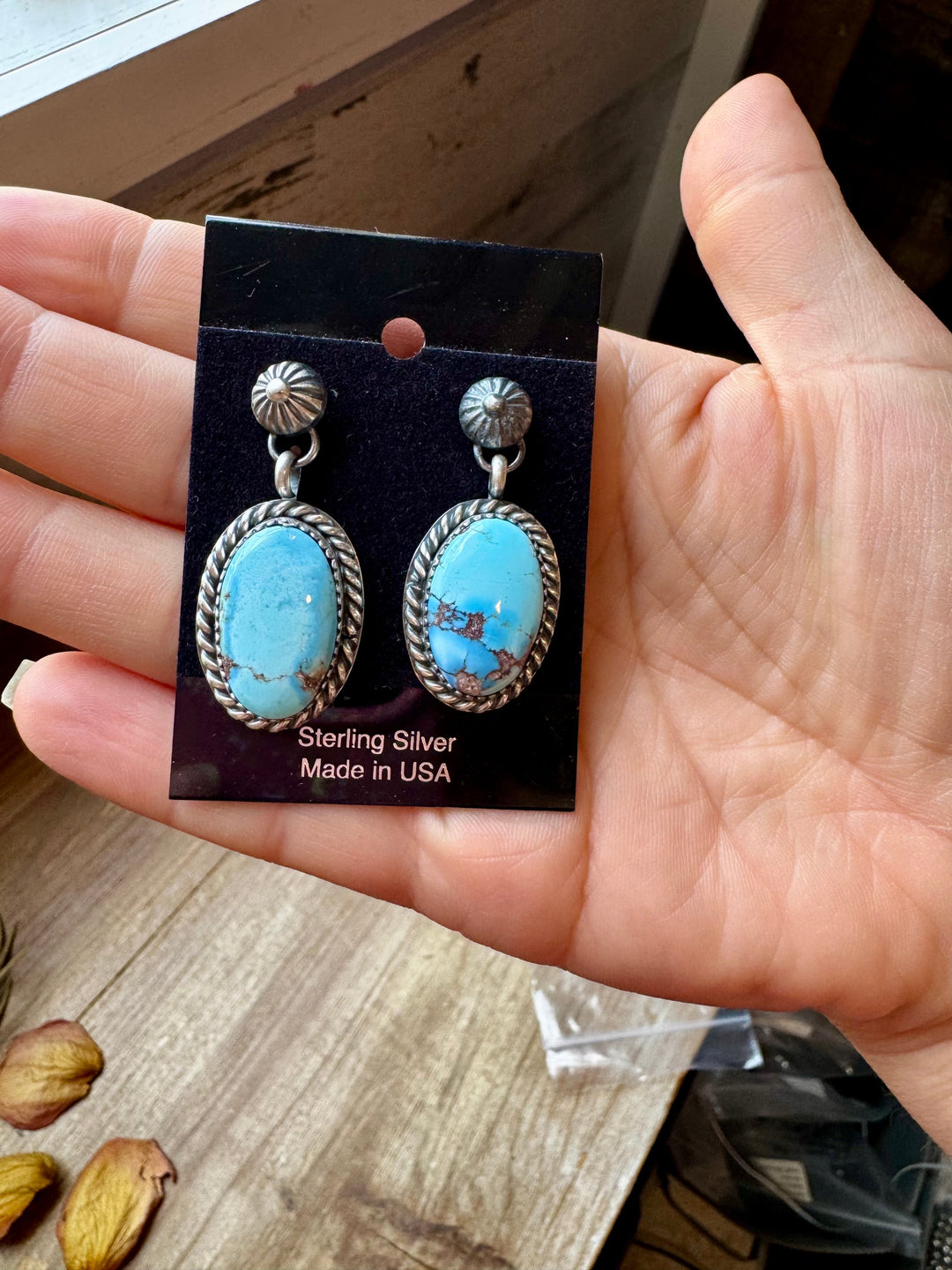 Golden Hill Turquoise Dangle Earrings – Sterling Silver, Post Style, USA Made Earrings Shopify Collective The Bijoux FAB Jewelry The Bijoux FAB Jewelry