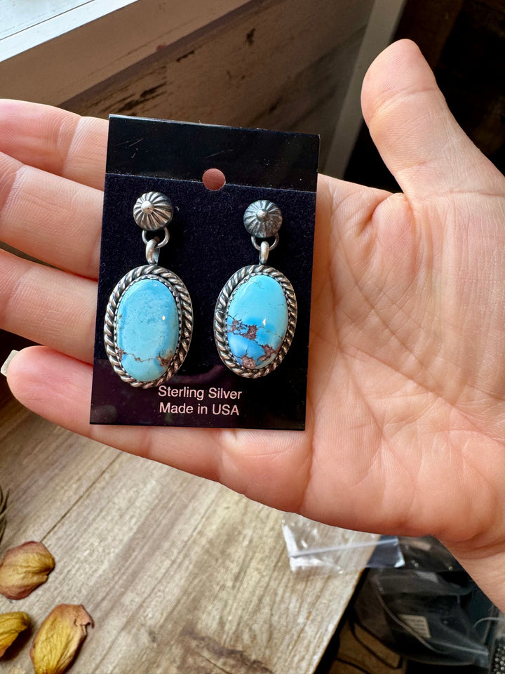 Golden Hill Turquoise Dangle Earrings – Sterling Silver, Post Style, USA Made Earrings Shopify Collective The Bijoux FAB Jewelry The Bijoux FAB Jewelry