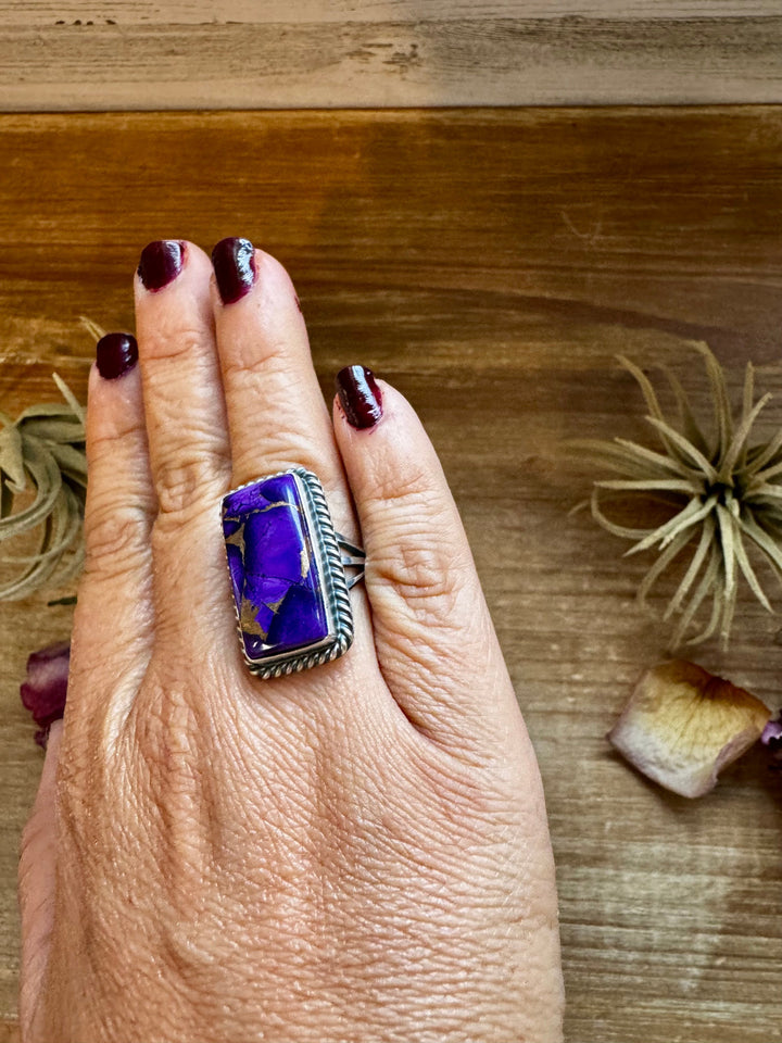 Purple Dahlia Ring – Sterling Silver – Native Made by M. Spencer – Size 8 ring Shopify Collective The Bijoux FAB Jewelry The Bijoux FAB Jewelry