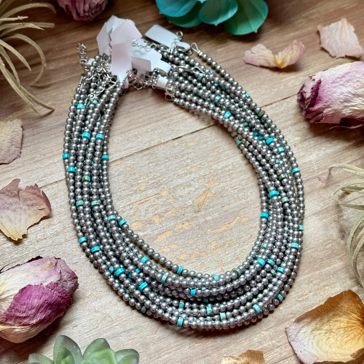 15” Variscite Turquoise Heishi Necklace – 4mm Silver Plated beads Necklaces Shopify Collective The Bijoux FAB Jewelry The Bijoux FAB Jewelry
