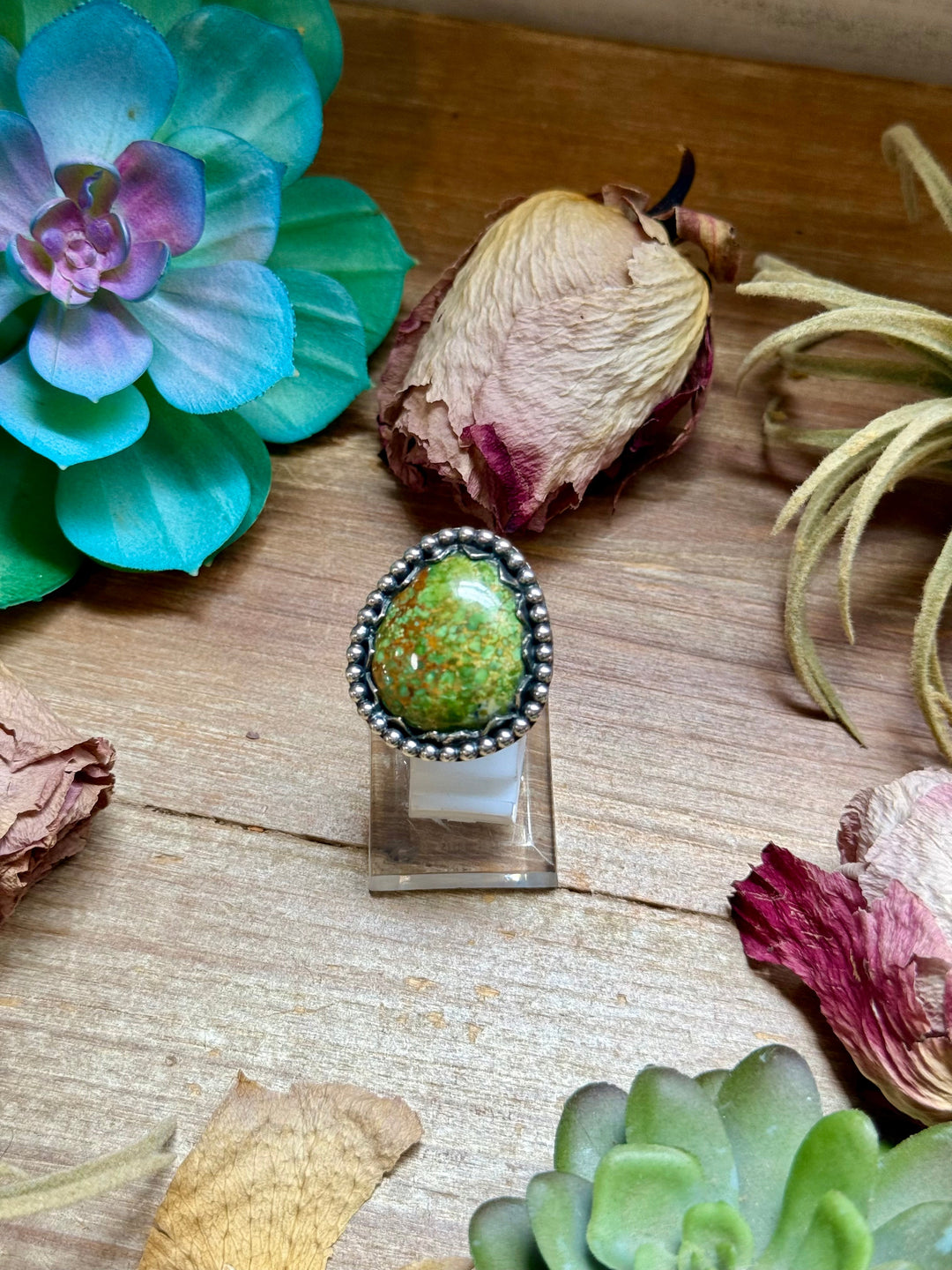 MJ Green Turquoise Sterling Silver Ring – Adjustable Free Form Ring Shopify Collective The Bijoux FAB Jewelry The Bijoux FAB Jewelry