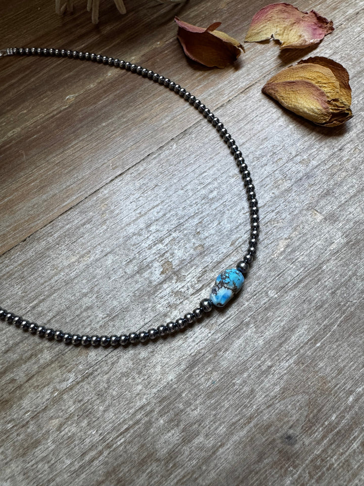 Golden Hill Turquoise Choker – Sterling Silver Pearls Choker Shopify Collective The Bijoux FAB Jewelry The Bijoux FAB Jewelry