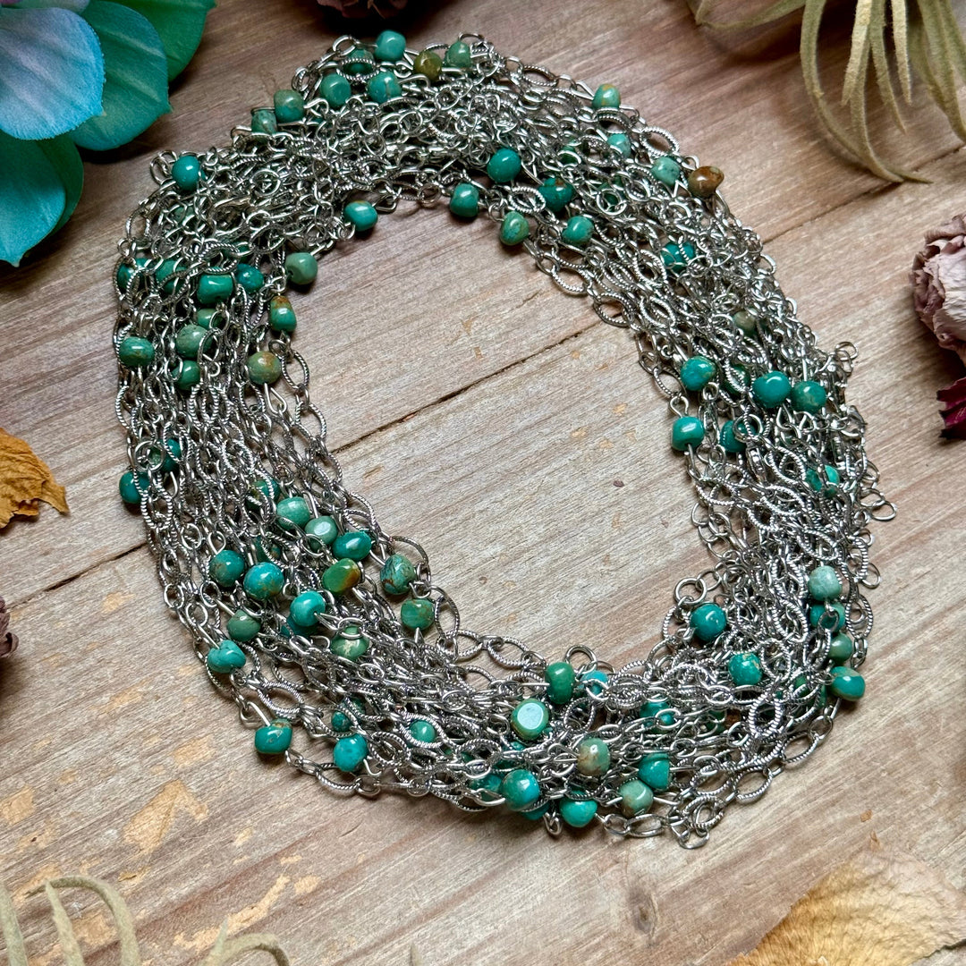Turquoise Chain Necklace – 14" – Silver Plated Chains Shopify Collective The Bijoux FAB Jewelry The Bijoux FAB Jewelry