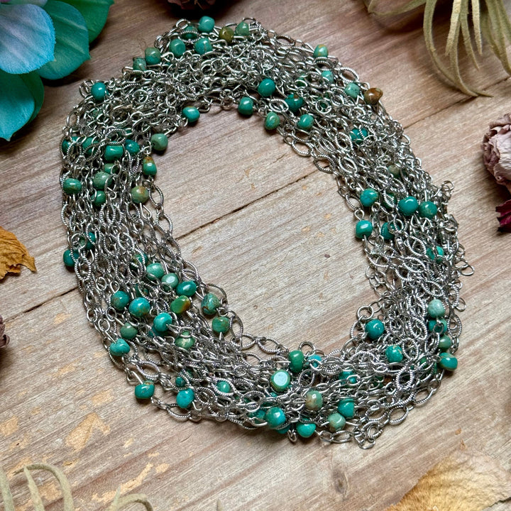 Turquoise Chain Necklace – 14" – Silver Plated Chains Shopify Collective The Bijoux FAB Jewelry The Bijoux FAB Jewelry