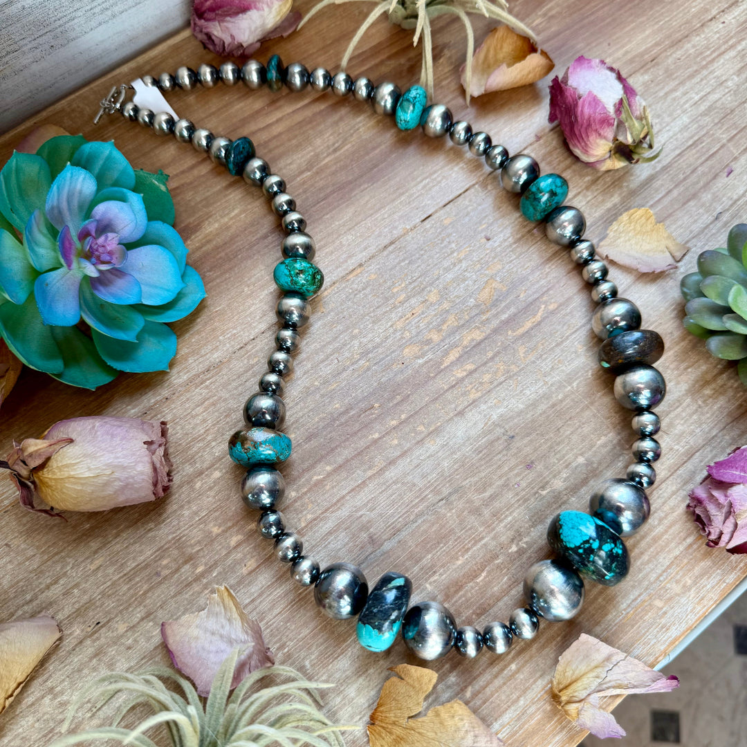 29” Massive Turquoise Rondelle Necklace – Sterling Silver Pearls Necklaces Shopify Collective The Bijoux FAB Jewelry The Bijoux FAB Jewelry