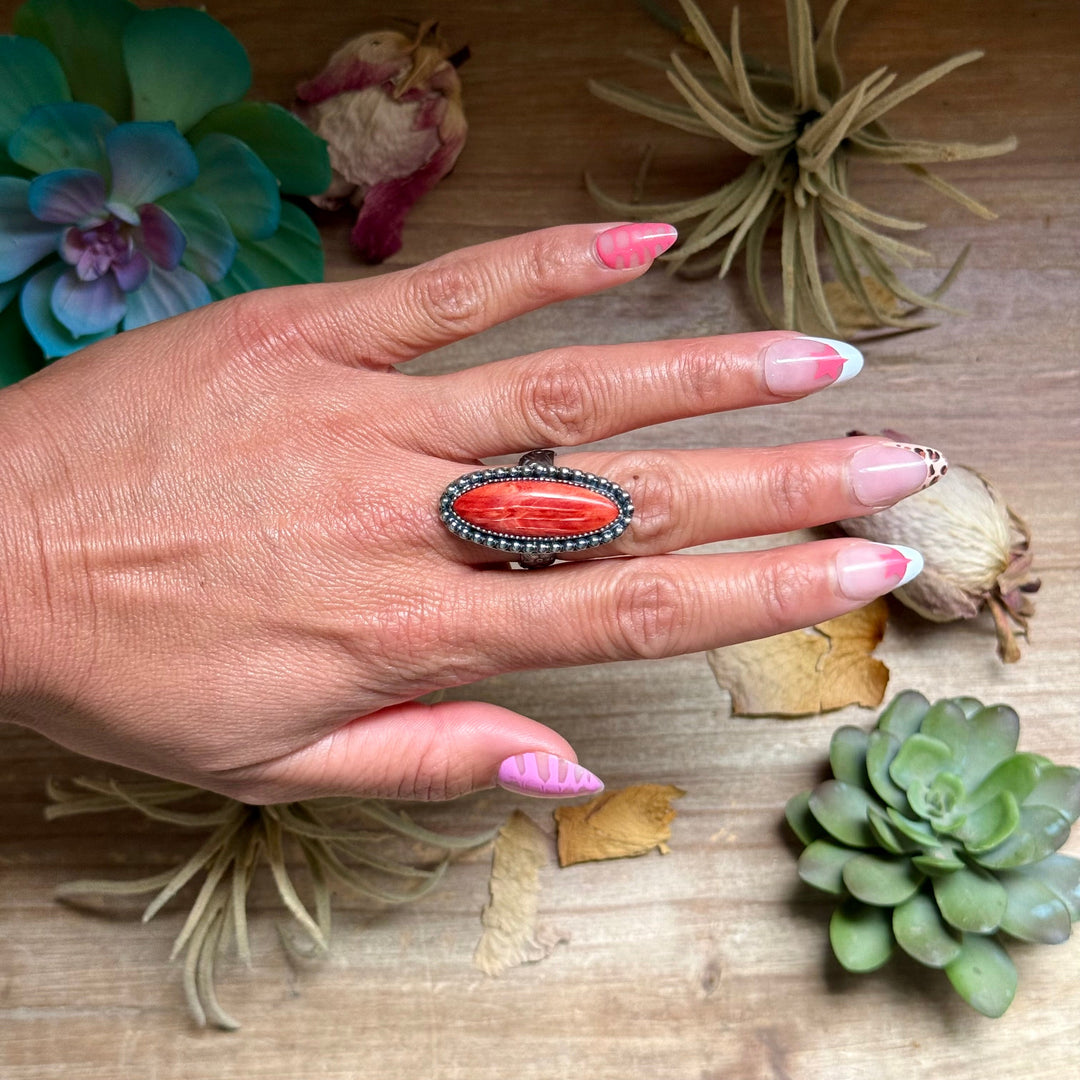 MJ Red Spiny Ring – Sterling Silver Ring Shopify Collective The Bijoux FAB Jewelry The Bijoux FAB Jewelry